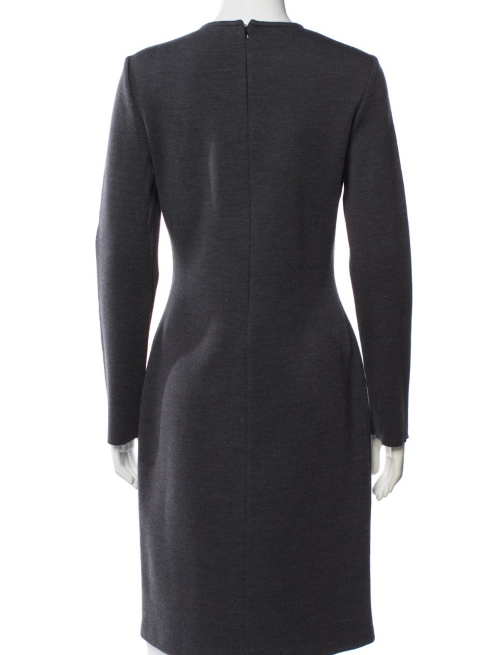 Classic St. John Grey Charcoal Knit Long-Sleeve Shift Dress – Size 8 - Picture 7 of 12